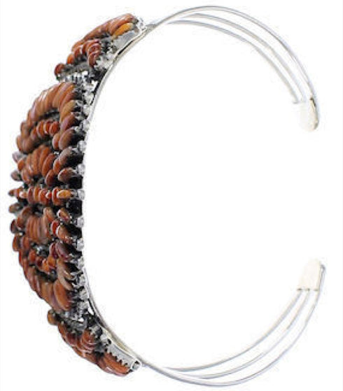 Southwestern Oyster Shell And Sterling Silver Cuff Bracelet DS55473